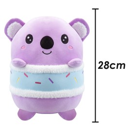 VFM - Koala S'More Soft Toy Animal Food Plush Cuddly Marshmallow Fluffy Stuffed Toy Plush Toy Cute Stuffed Plushie, Gifts for Birthday, Valentine's Day Chirstmas - 28cm Purple