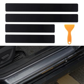 Rislobx Car Door Sill Guard Protector, 4PCS Car Door Step Covers, Carbon Fiber Anti-Scratch Door Entry Guard Paint Protective Film, Front Rear Door Strips Sticker Trim for Car, SUV, Truck (Black)