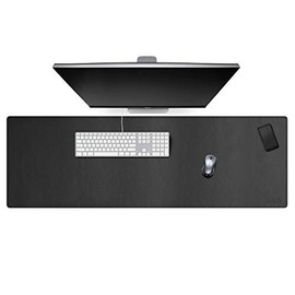 Cacoy 120x40 cm Alfombrilla de ratón Grande para Juegos, Extendida Alfombrilla de escritorio de cuero PU Alfombrilla de escritura para Oficina y Hogar (Negro)