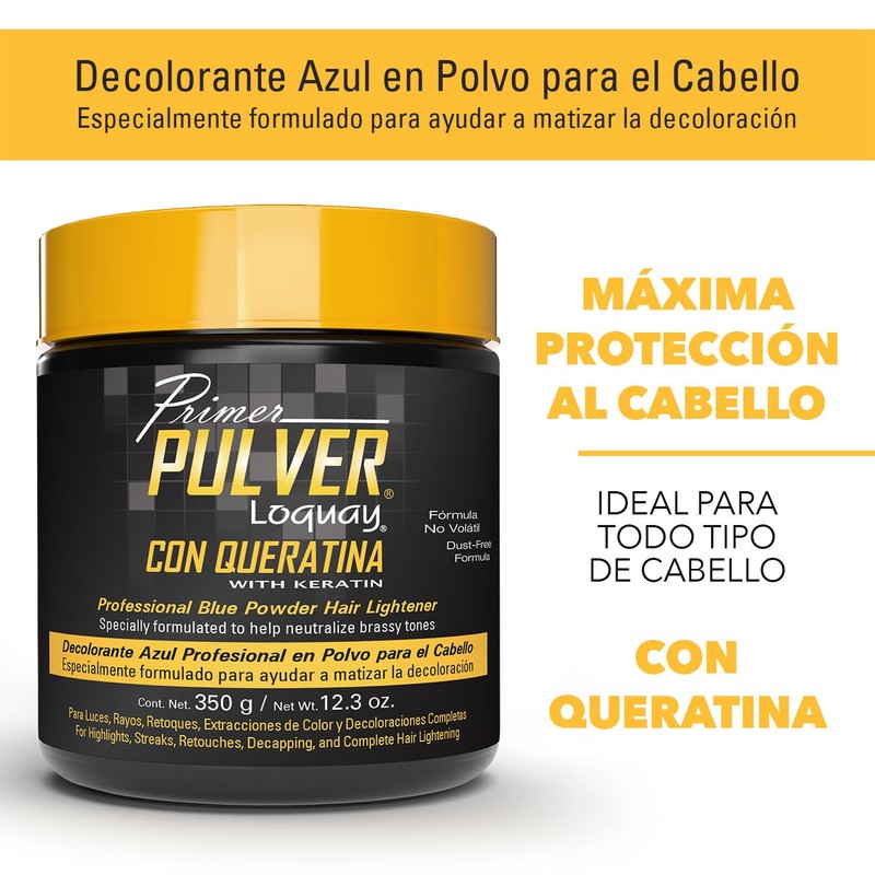Polvo Decolorante Profesional Azul Con Queratina 350g Loquay