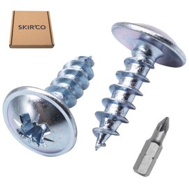 SKIR'CO (Pack of 80) Galvanised Steel 6.0 x 20mm Silver Wood Screws Metal Screws Wafer Head Pozi Self Tapping
