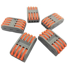 MTUERANC Compact Lever Wire Nuts Connectors - 4 Into 4 Out Splicing Wire Terminals, Quick Connect Valve In-Line Connector for 28-12 AWG (SPL-4 5PCS)