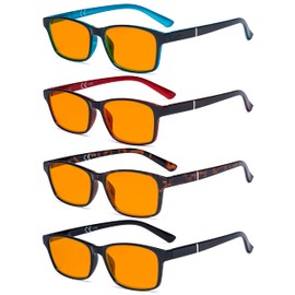 Eyekepper 4 Pack Blue Light Filter Glasses Classic Anti Screen Glare Computer Reading Glasses Orange Tinted +1.25