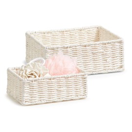 Zeller 18094 Storage Baskets Set of 2 Paper Wicker 24 x 18 x 9 cm White