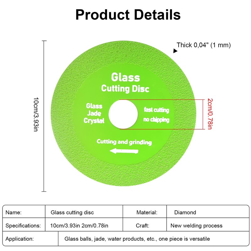 Glass Cutting Disc for Angle Grinder, 3 Pcs Diamond Cutting