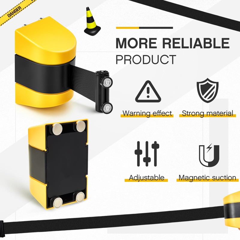 Barydat 2 Pcs 16.4 ft Magnetic Retractable Wall Barrier, Wall