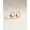 YoTreasure Lab Created Ruby Gold Vermeil Over 925 Silver Hoop