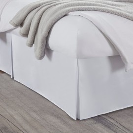 Nestl Bedding Pleated Bed Skirt - Luxury Microfiber Dust Ruffle - Sleek Modern Bed Skirt - 14” Tailored Drop, Twin XL, White