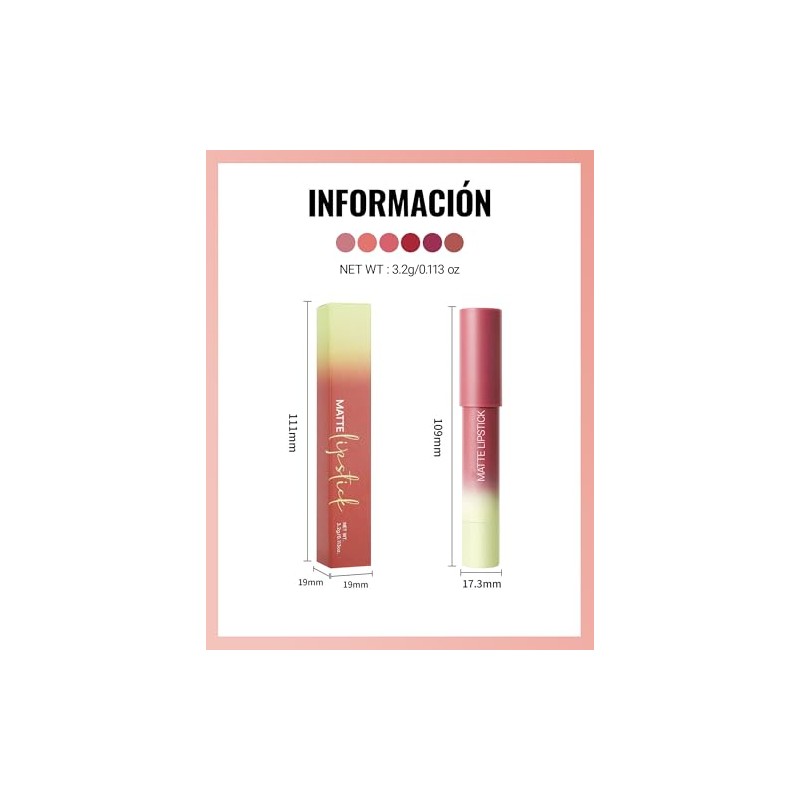 Erinde Lápiz Labial Mate, Delineador Labial Cremoso de Larga Duración,