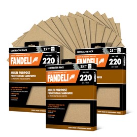 Fandeli | Multi-Purpose Sandpaper | 220 Grit | 75 Sheets of 9'' x 11'' | Ideal for Metal and Wood Sandpaper | Wall Sandpaper | Hand Sanding | Orbital Sanders