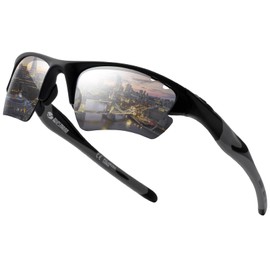 WIESMANN Polarized Sports Sunglasses for Men Women,UV Protection Cycling Baseball Glasses Half-Frame Fishing Sun Glasses 18126（Black Grey）, Grey, 178*80*73MM