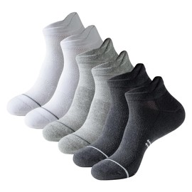 Parrivll 6 Pairs Cushioned Anti-Blister Ankle Running Socks - Breathable Low Cut Tab Socks for Men & Women, Arch Support - Sizes
