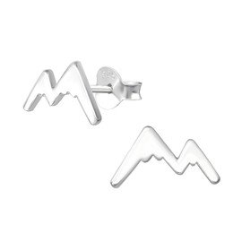 I love silver jewellery Mountain Outline Sterling Silver Stud Earrings - SIZE:11mm Women & Girls