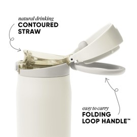 Simple Modern Mesa Loop Water Bottle with Covered Straw and Handle | 24oz Cup Holder Friendly Insulated Stainless Steel Bottles for Travel, Sports and School | Cashew