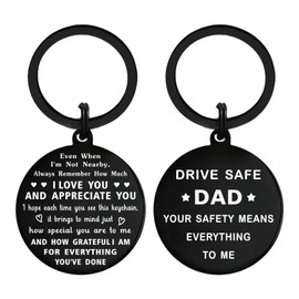 iyaone Gifts for Dad - Drive Safe Dad Keychain - I Love You Dad Gifts from Daughter Son - Birthday Father's Day Christmas Keychain Gifts for Dad from Kids