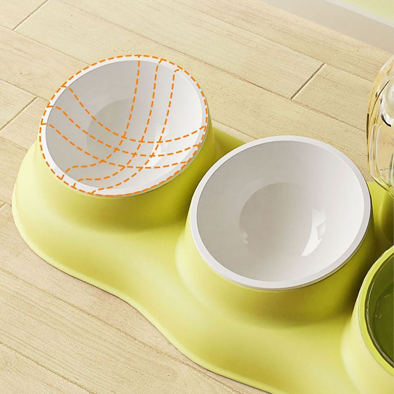 Pet Water Food Bowls 3 in 1 Prevent Slip Tilted