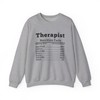 Therapist Nutrition Facts Sweatshirt Gift for Therapists Cozy Crewneck for