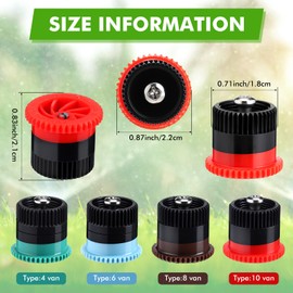 Honoson 16 Pcs Variable Arc Nozzle Radius High Efficiency Replacement Pop up Sprinkler Heads Compatible with Rainbird, Hunter, Orbit Pop-up Sprinklers(Green, Blue, Brown,Red,4/6/8/10 Van)