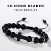 Metzm Adjustable Silicone Cross Beaded Bracelet for Men Women,Waterproof Rubber