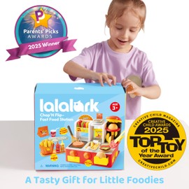 Restaurant Play Set Toy - 40+ PCS Fast Food Playset with Potato Cutter, Simulated Frying Effect & Lights, Order, Card & Drink Station - Interactive Role Play Toy Birthday Gift for Boys Girls