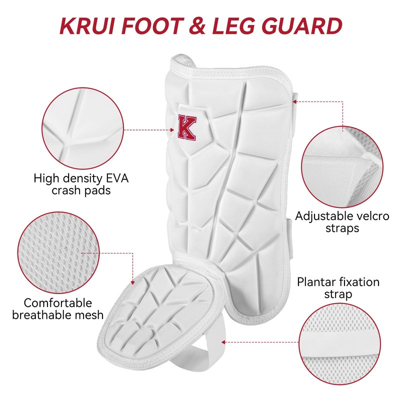 Baseball & Softball Catcher Leg Guards (White, Adult)