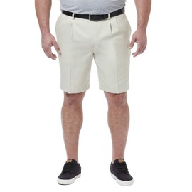 Haggar Cool 18 Pro - Pantalón Corto Plisado Frontal en 4 direcciones con Cintura elástica expandible para Hombre (Talla Regular y Grande y Alta), Cuerda- BT, 36