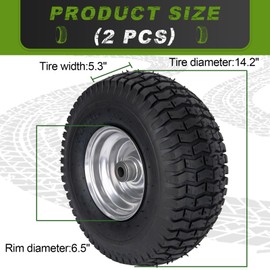 15 x 6.00-6 Tire and Wheel Front Tire Compatible with John Deere Craftsman Husqvarna Lawn Mower Tires Riding Mowers Lawn Tractors Tire