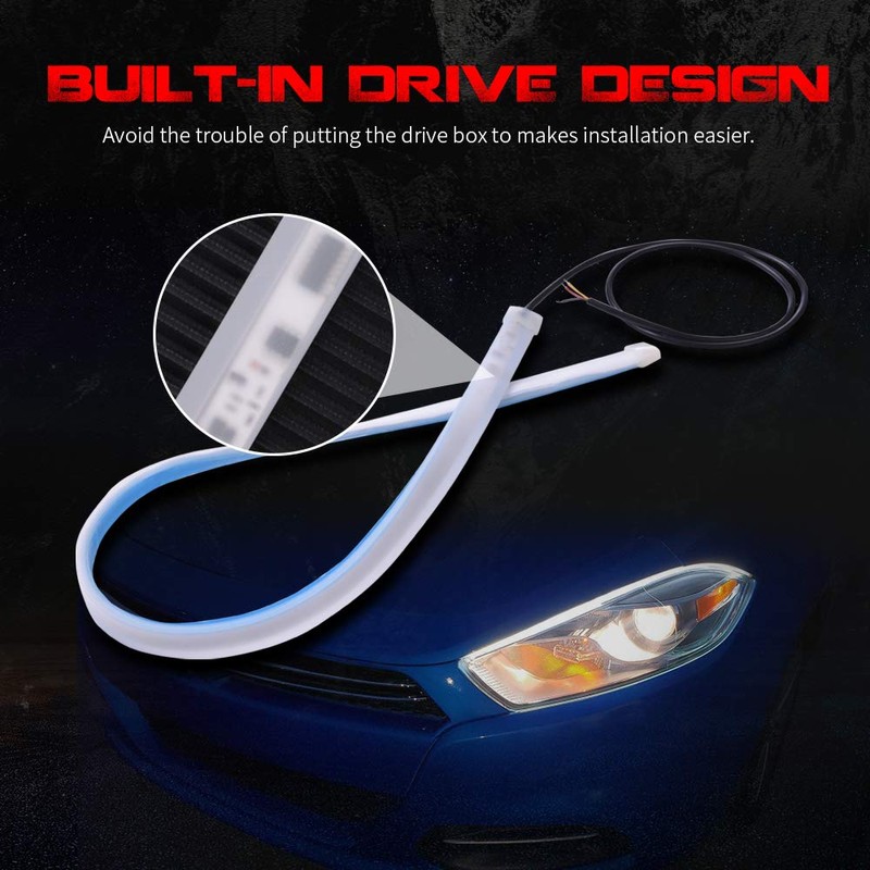 MICTUNING LED Headlight Surface Strip Tube Light 24 Inch DRL