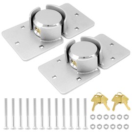 QWORK 2 Pack Hidden Shackle Padlock Keyed Alike,Heavy Duty Hasp 73MM Van Door Padlock for Trucks, Gates, Vans, Vending Machines - with 2 Keys and Hasp
