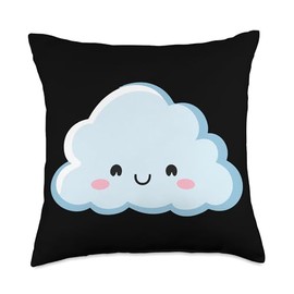 Cloud Face Smile Happy Bright Fluffy Gift Cute Cloud Face Throw Pillow, 18x18, Multicolor