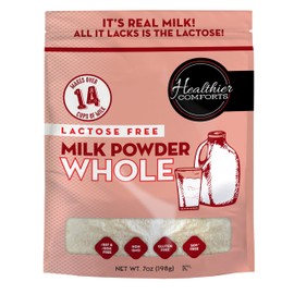 Healthier Comforts Lactose Free Whole Milk Powder | Non-GMO, rBST Hormone Free, Kosher, Gluten Free, No Fillers | Baking, Coffee Creamer, Shakes, Pantry Staple, Camping | Makes 14 cups (7 oz)