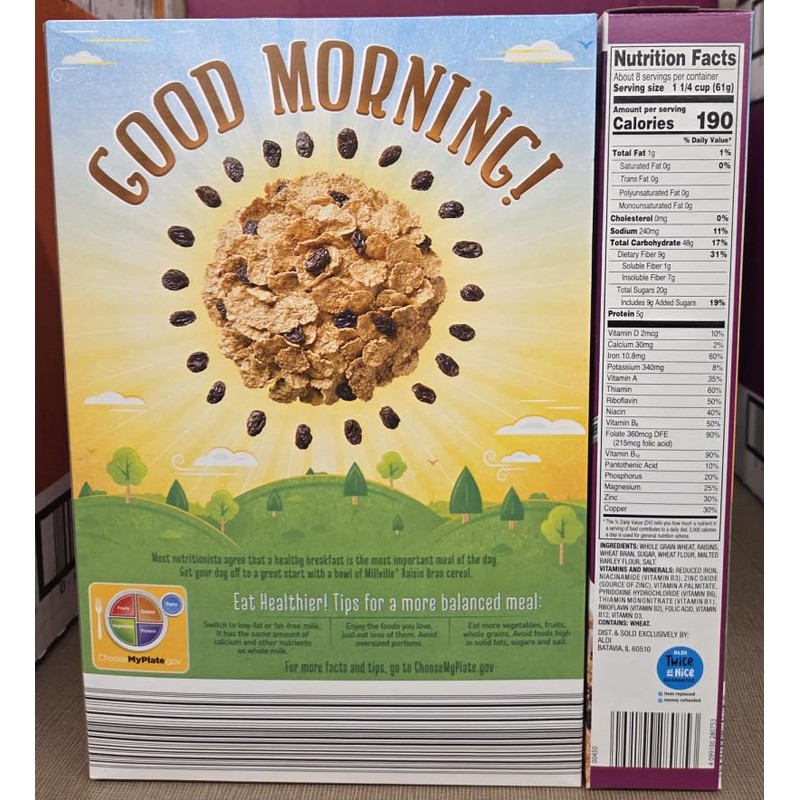 Raisin Bran Toasted Whole Grain Wheat & Wheat Millville Bran