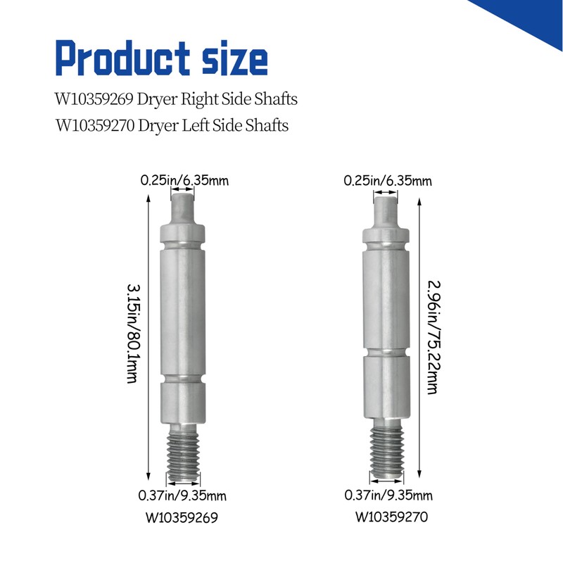 2 Set Dryer Roller Shaft Kit (Left & Right) for