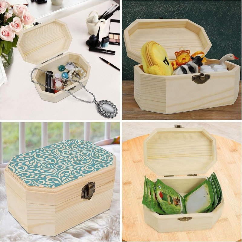 Anktily 3 Pack Wood Treasure Chest, 3 Size Unfinished Wooden