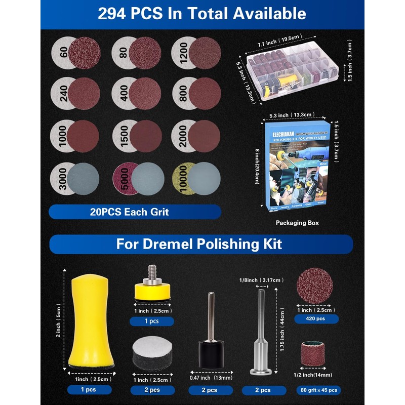 1 Inch Sanding Discs and Drums for Dremel Tool Accessories,