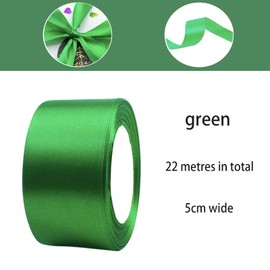 Satin Ribbon Green 50 mm, 22 m Decoration for Presents, Gift Ribbon, Wide Bow Ribbon, Fabric Ribbon for Dress, Wedding, Christening and Birthday Gifts, Decorative Ribbon for Gift Packaging