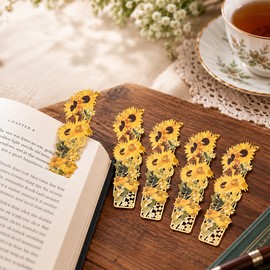 5-Piece Sunflower Metal Bookmarks – Vintage Art-Inspired Decorative Page Markers for Reading, Students, Book Lovers and Gifts