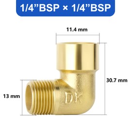 ERGAOBOY Pack of 5 1/4" BSP Brass Female to Male 90 Degree Elbow Pipe Connector, Suitable for Pipe Connection