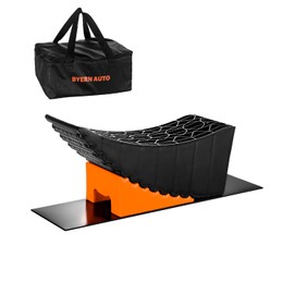 BYERNAUTO Large Camper Levelers, RV Leveling Blocks Ramp Kit Lift Up to 6in for RV Camper Travel Trailer Tire Change Ramp, RV Leveler with Chocks, Anti-Slip Mats and Carrying Bag (1 Pack)