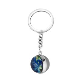 BNQL Solar System Planet Earth Keychain Earth Luminous Accessories Keyring Cute Globe GiftsEarth Picture Glass Ball Key Chain (earth keychain)