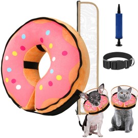 SCHIB Collar Inflable De Recuperación para Gato y Perro, Desmontable Collar Isabelino con Bomba Después De La Cirugía, Evita Mordida y Arañazo, Dona para Perro
