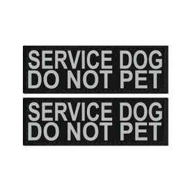 Doggie Stylz Set of 2 Reflective Service Dog DO NOT PET Removable Patches with Hook Backing for Working Dog Harnesses & Vests. Durable and Interchangeable - Comes in 3 Sizes Small, Medium and Large