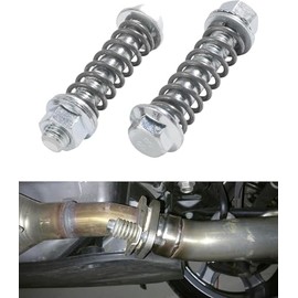 2PCS High-Temperature Exhaust Manifold Bolt Kit – M10x1.5mm Stainless Steel Flange Bolts & Nuts with Vibration-Damping Springs for Secure Exhaust Gasket Seal – Universal Fit for Most Vehicles