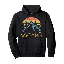 Vintage WY, Wyoming Mountains Outdoor Adventure Hoodie Pullover Hoodie