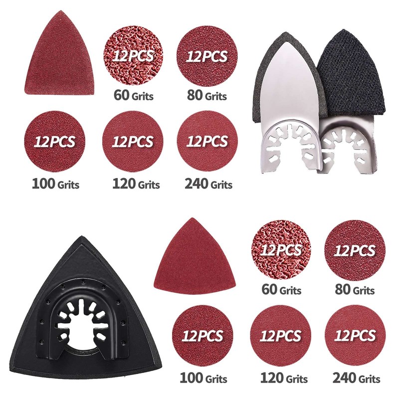 Litorange 123 Pcs Oscillating Tool Sanding Triangular Finger Pads Kits,