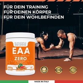 Bandini® EAA Amino Acids Complex High Dose 400 g Powder | With 9 Different Amino Acids + Vitamin B6 | Watermelon Flavour, Good Solubility | Pre Workout Booster | Laboratory Tested, Vegan