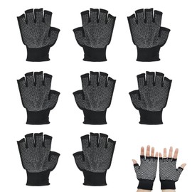 4 Pairs Fingerless Gloves for Men with Grip, Yoga Gloves Non Slip Womens, Womens Grip Gloves, For Construction Work, Outdoor Sports Activities, No-Slip & UV Protection(Black)