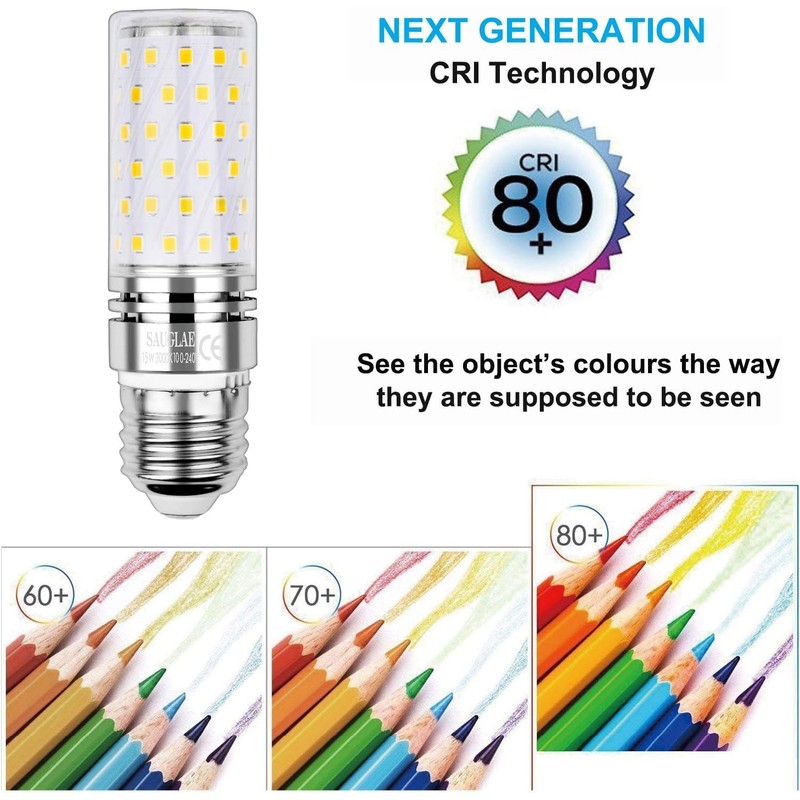 SAUGLAE 15W LED Bulbs, 120W Incandescent Bulbs Equivalent, 1500Lm, 3000K