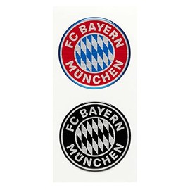 FC Bayern München Car Sticker Set of 2 – 3D Logo – Red/Black Sticker Sticker FCB – Plus 1 x FCB Autograph Card of Our Choice