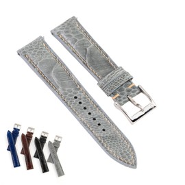Handmade Ostrich Leg Skin Leather Watch Band Strap - Quick Release - Luxury Replacement Watchband for Men Women (Black, Navy, Brown, Grey) - Sizes 18mm, 19mm, 20mm, 21mm, 22mm (16mm, 18mm Taper) | CHIIIVN (Grey, 18-16 (mm))